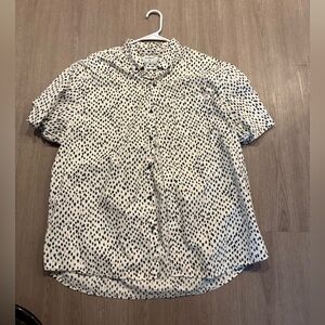Old Navy Polka Dot Short Sleeve Button Up Shirt Mens Casual Pattern - deadstock